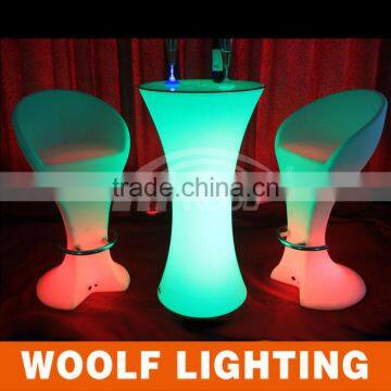 2014 hot waterproof plastic RGB glow led round table used nightclub furniture