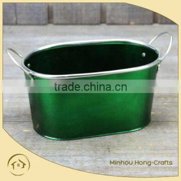 green large metal planters