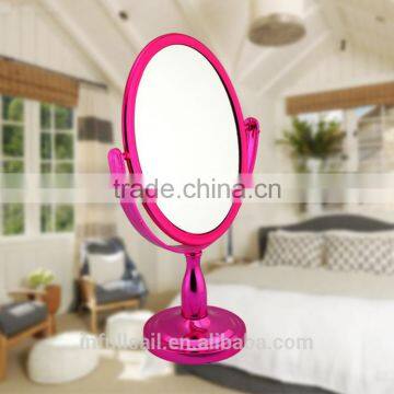 Plasticl colourful double oval magnifying cosmetic/ table mirror Free Standing Mirror