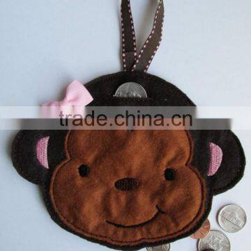 Hot new bestselling product wholesale alibaba handmade Felt Monkey Piggy Hanging Bank made in China