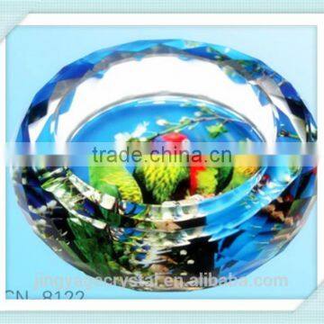 Welcome OEM ODM round shaped cigar handblown colorful modern glass ashtray