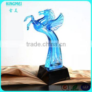 high quantity blue crystal pegasus trophy crystal sport trophy for business gifts