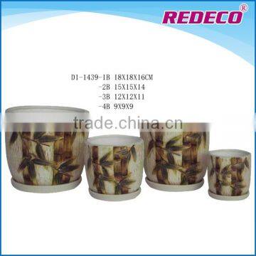 Terracotta rural flower pots with saucer