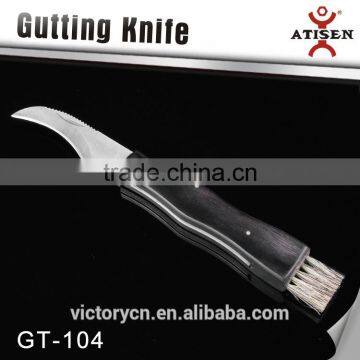 Hot Sale Folding Wooden Handle Mushroom Knife With Brush GT-104 photo-2