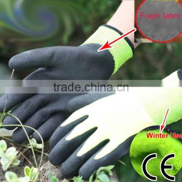 NMSAFETY double liner ti-tech coating foam nitril sandy finish for winter gloves