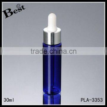 Wholesale Promotion Cosmetic Blue Pet Golden Aluminum Perfume Essential Oil Beard Oil 30ml Plastic Dropper Bottle photo-3