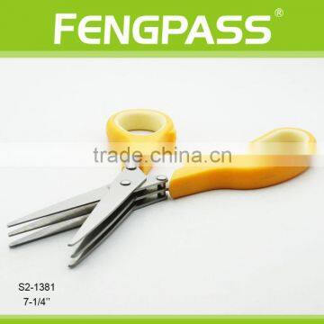 S2-1381 7.25 Inch Stainless Steel With Plastic Handle 3 Blades Soft Grip Herb Scissors photo-4