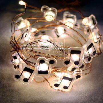 Производитель накаливания на батарейках RGB тёплого белого медного светильника на нитях в форме музыкальных нот photo-2