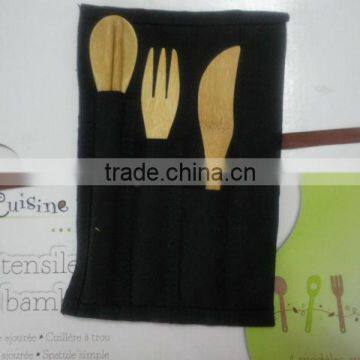 2017 Cost plus bamboo spork and chopstick with cloth bag