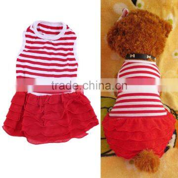 2015 Newly Design Hot Pet Dog Puppy Tutu Princess Dress Stripe Bow Lace Skirt Formal Wedding Clothes Pet Apparel