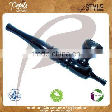 2017 Hi-polish smooth ebony wood smoking pipe for sale