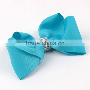 Large Rhinestone Blue Hair Bow