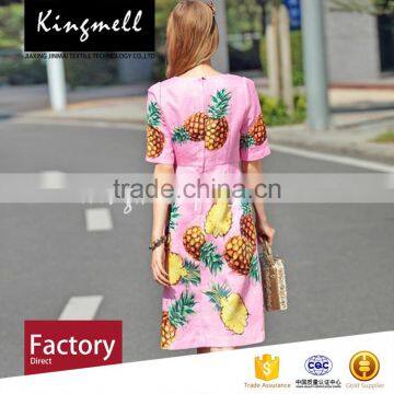 2017 Custom Digital Printed Pineapple Pink 100% Cotton Fabric photo-2