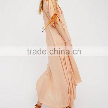 Summer Beach Flowy Effortless Sexy Ladies Nighty Maxi Dress With Cutout Shoulder HSD5948 photo-3