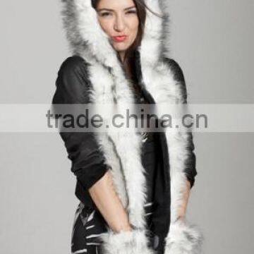 Wholesale Europe and USA Winter Female Faux Rabbit Fur Animal Hat Togther With Scarf photo-3