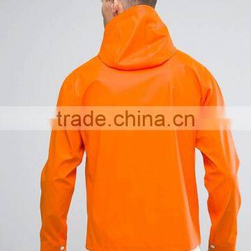 Custom Best Price Competitive New Design Durable Drawstring Hood Functional Pockets Orange 100% Polyurethane Casual Men Jacket photo-2