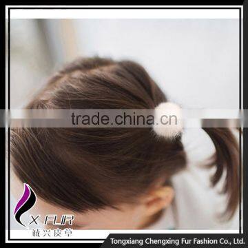 CX-E-07 Mink Fur Ball Elastic Hair Band/Hair Accessories photo-4