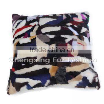 CX-D-81 Home Decoration Pillow Patchwork Mink Fur Cushion & Pillow Cover photo-3