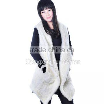 CX-G-B-220E Knit Real Mink Fashion Fur Fashion Fur Vests For Women photo-6