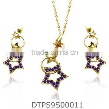 Gold Plated Pendant Set with Purple Amethyst