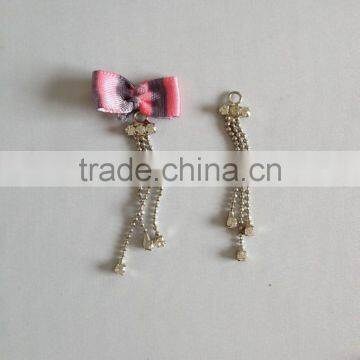 Bulk metal custom charm with long tassel,nice crystal decorative pendant