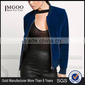 MGOO Never Out Of Fashion Crewneck Zipper Up Jackets Ladies Rib Cuff And Bottom Your Own Tags Bomber Jackets