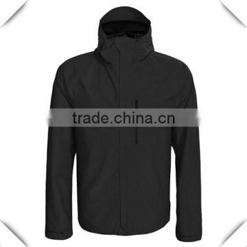 Men's Black Blank Lightweight Zipper Waterproof Jacket & Coats with Hood