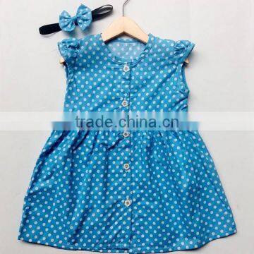 Little Girls Cotton Frock Designs Dress Baby Girls Polka Dot Sleeveless Casual Party Wear Dress Wholesale photo-3