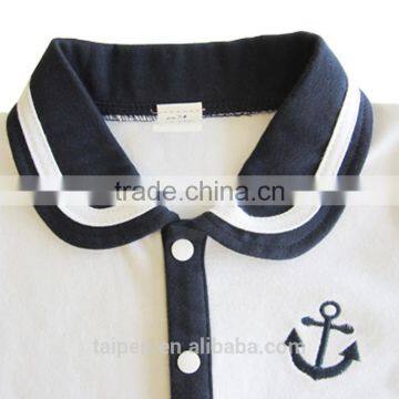 Navy Style Baby Bodysuit With Black and White Stripe Kids Clothes Summer Toddler Short Sleeves Romper