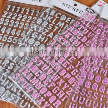 Custom Cheap Adhesive Sticker Alphabet / Number Shape Glitter Sticker Children DIY Sticker photo-2