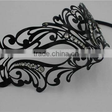 Venetian Black Metal Filigree Masquerade Mask With Diamantes Halloween photo-2
