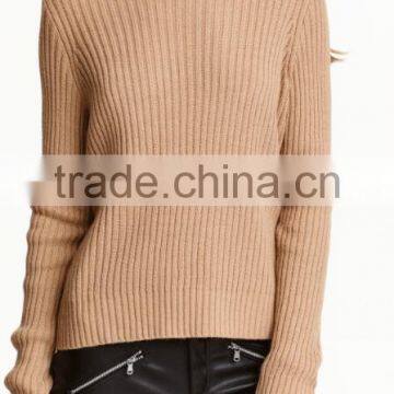 Slim Fitted Tightly Knitted Blank Design Medium High Neck Women Knitwear photo-2
