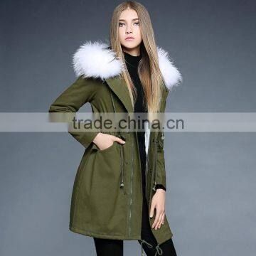 2016 Latest Designs Lady Casual Army Green Winter Women's Lady Overcoat photo-3
