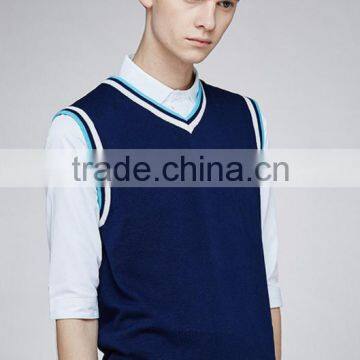 Custom Wholesale Mens Basic Design V-neck School Uniform Sweater Vest for Sale photo-5