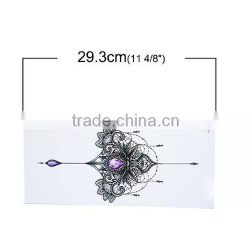 Paper Removable Waterproof Temporary Sternum Tattoo Sticker Body Art Purple Leaf Pattern Temporary Tattoos China photo-2