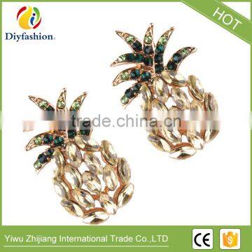 Cute Champagne Pineapple Shaped Luxury Women Wedding Charm Statement Earrings Cheap Wholesale Stud Earrings photo-3