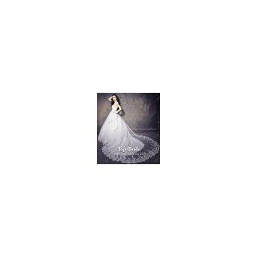 S619 Real Model Swaroski Crystal Beaded Applique Long Train Wedding Dress photo-2