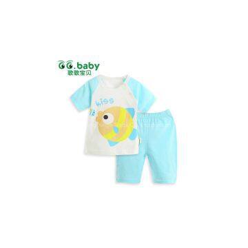 2015 Cute 100%Cotton Summer Baby Clothing Set,Babies Suits,Baby Boy Girl Clothes Sets,Blue Newborn Vest+Shorts Pants Infant Suits photo-2