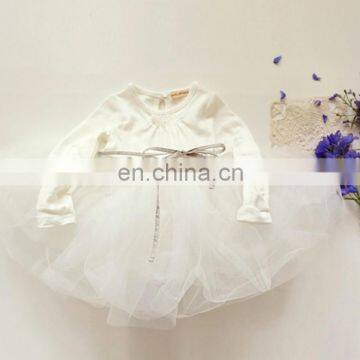 Ivory Baby Girl Tulle Dress Long Sleeve Puffy Cotton Dress Christening Wedding Wear