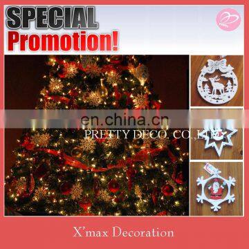 White Glitter Wooden Santa Claus Pattern Christmas Decoration