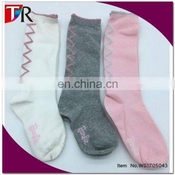 2017 best kids shiny cheveron lurex cotton socks girls school socks