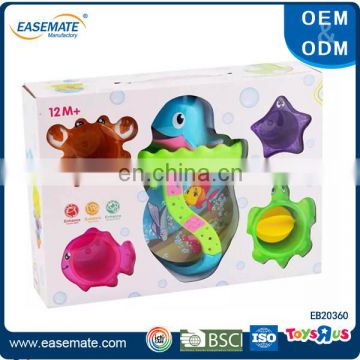 Plastic sea bathing baby stacking cup set toys for sale