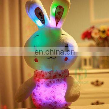 HI CE flash LED light plush rabbit doll for kids,stuffed plush animal toy for Valentine gift birthday party