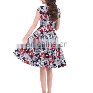 Belle Poque Stock Cap Sleeve V-Neck 17 Patterns Cotton Vintage Retro 50s Dress BP000001-4 photo-3