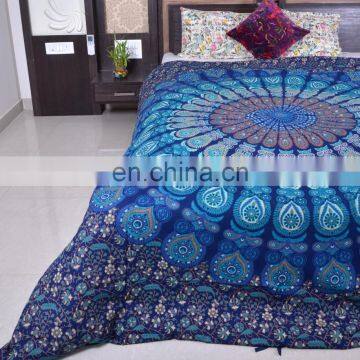 Indian Blue Mandala Duvet Covers Throw Awesome Looking Quilt Cover Hippie Bedspread With Loops Closure