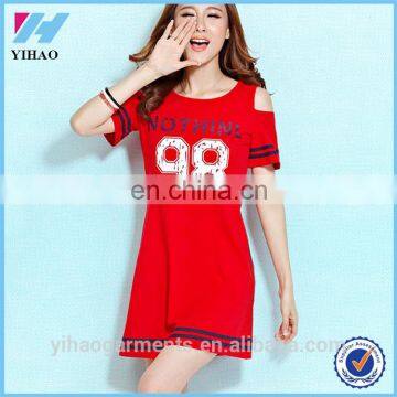 Yihao Sex women Oversized Sports short sleeve Loose Print Midi t shirt dress