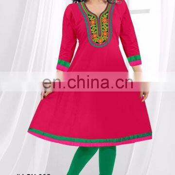 Ladies wear Rayon kurits / 2016 new embroidery neck pattern long anarkali kurtis & kurtas