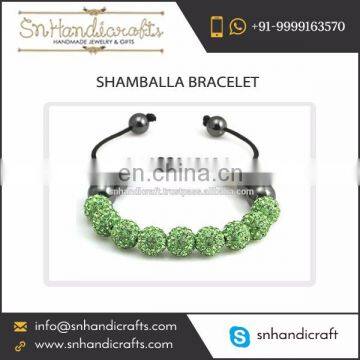 Best Selling Green Colored Crystal Shamballa Bracelet Price