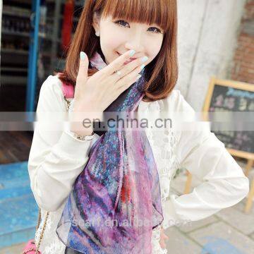 New style environmental printing scarves women's flowers shawl black