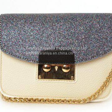 Lady Fashion Designer Glitter Leather Crossbody Handbag With Lock photo-2